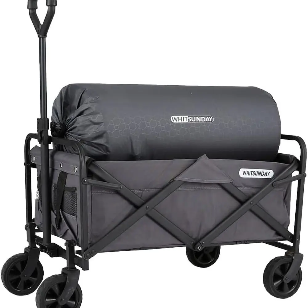 

Складная складная садовая уличная парковая универсальная тележка для пикника и кемпинга со сменной крышкой (компактные колеса размером 5 дюймов, серые)