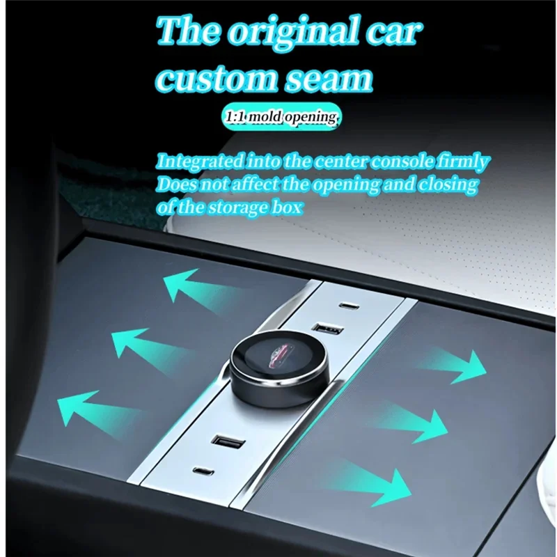 

Upgraded For Tesla Model 3 Highland Car LCD Gear Shift Button Control Docking Station USB Type-C Port 2 In 1 Shift Knob & Charge
