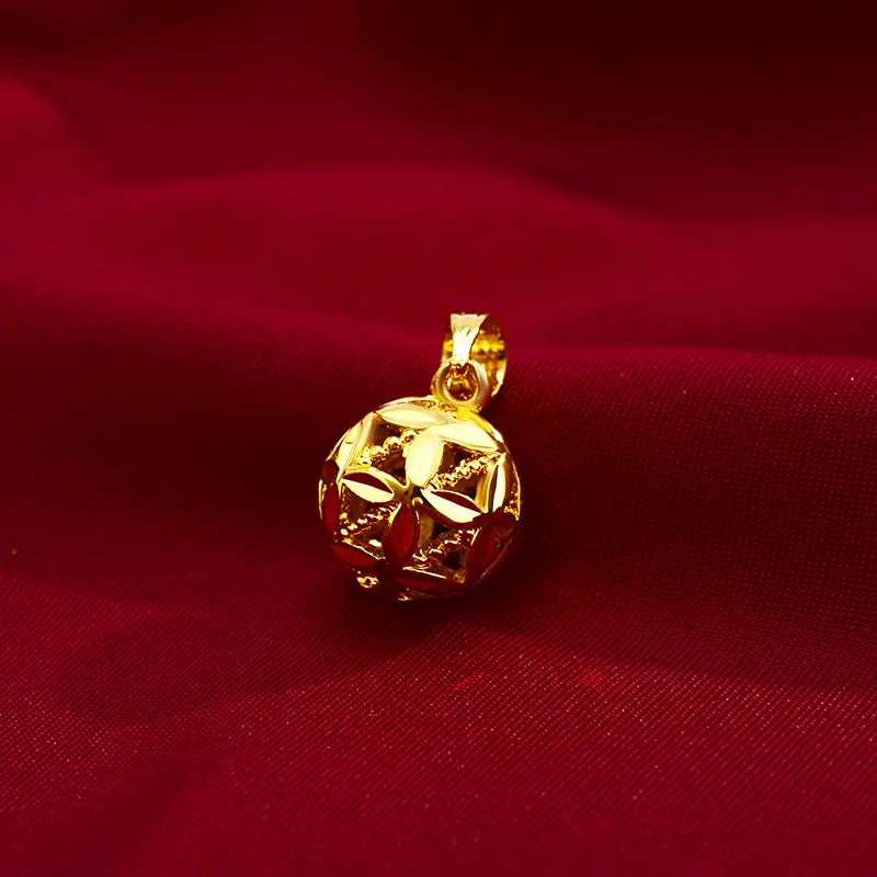 

High-Quality 24K Sand Gold Hollow Ball Pendant - Non-Tarnish Necklace for Men & Women, Trendy Gift for Birthdays