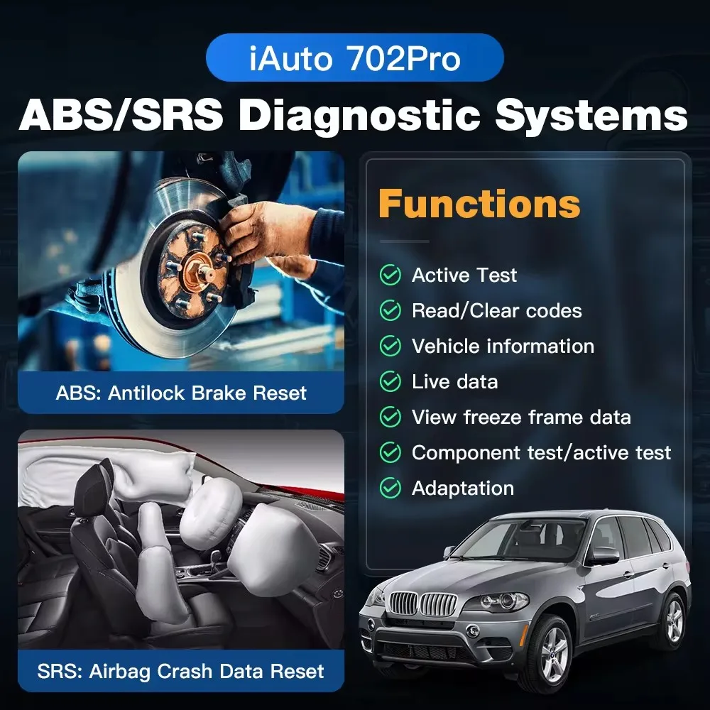 VIDENT iAuto702 Pro OBDII Car Scanner ABS SRS System 39 Special Function ECU Coding Bi-direction Control  Lifetime Free Update