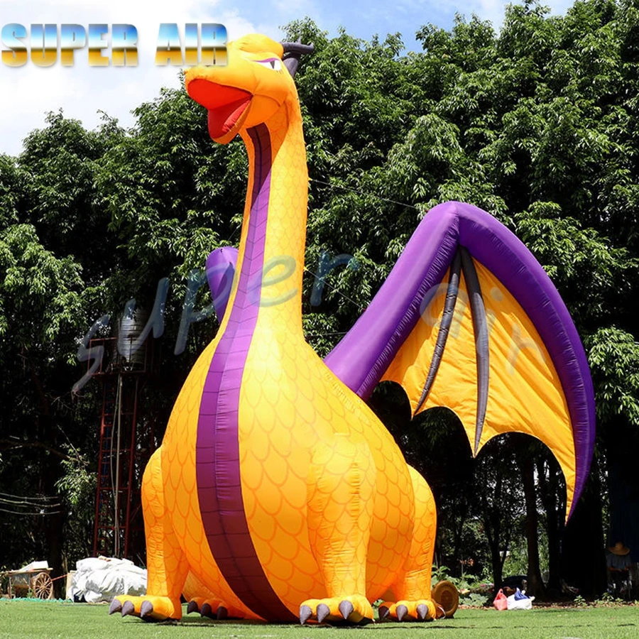 Globo de dragón dorado de aire animal de dibujos animados inflable publicitario personalizado para actividades de fiesta