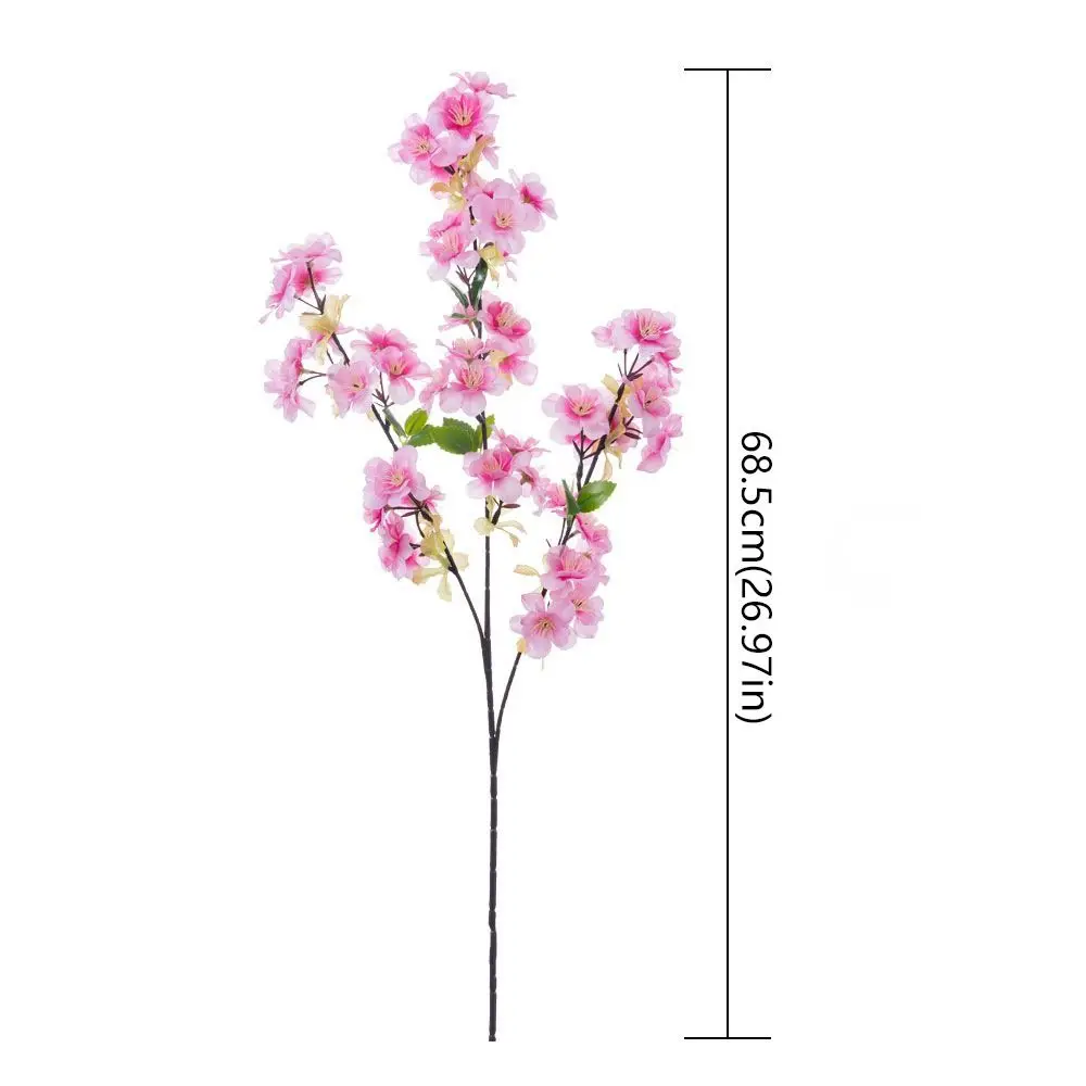 فرع زهر الخوخ الاصطناعي ذو اللمس الحقيقي أنيق من البلاستيك والحرير وزهر الكرز مصنوع يدويًا على شكل زهرة وهمية لسطح المكتب لغرفة المعيشة #6