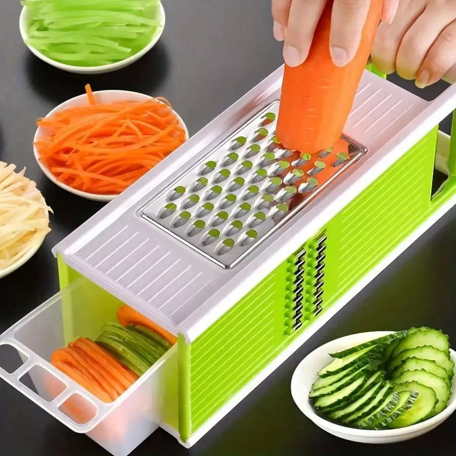 

5-In-1 Multi-Function Grater With Container - 4-Sided Cheese & Vegetable Shredder, Slicer For Kitchen, Easy Storage & Cleaning