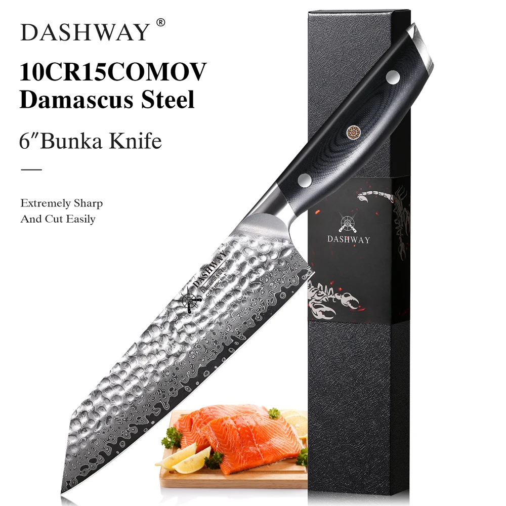 

DASHWAY 6-дюймовый нож-бушка в японском стиле, нож из дамасской стали, нож для мяса, фруктов, профессиональные кухонные ножи от шеф-повара Кирицуке