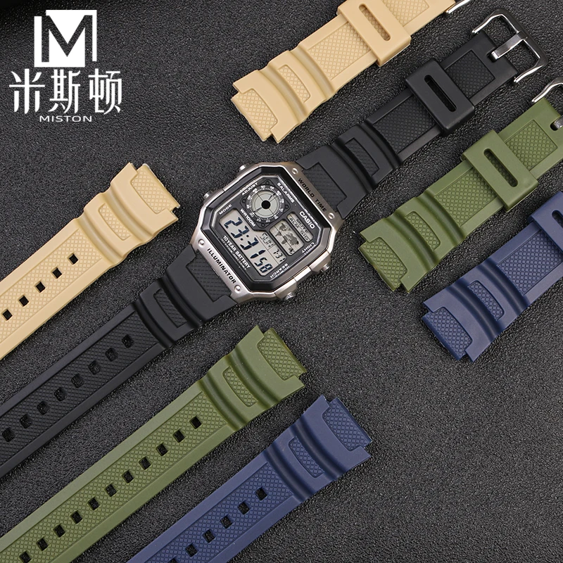 For Casio rubber strap 18mm 3299 AE-1200 1100 A158/159 W-218 W-800h SGW-300h 400 500 Student Electronic Watch Silicone Band 18mm