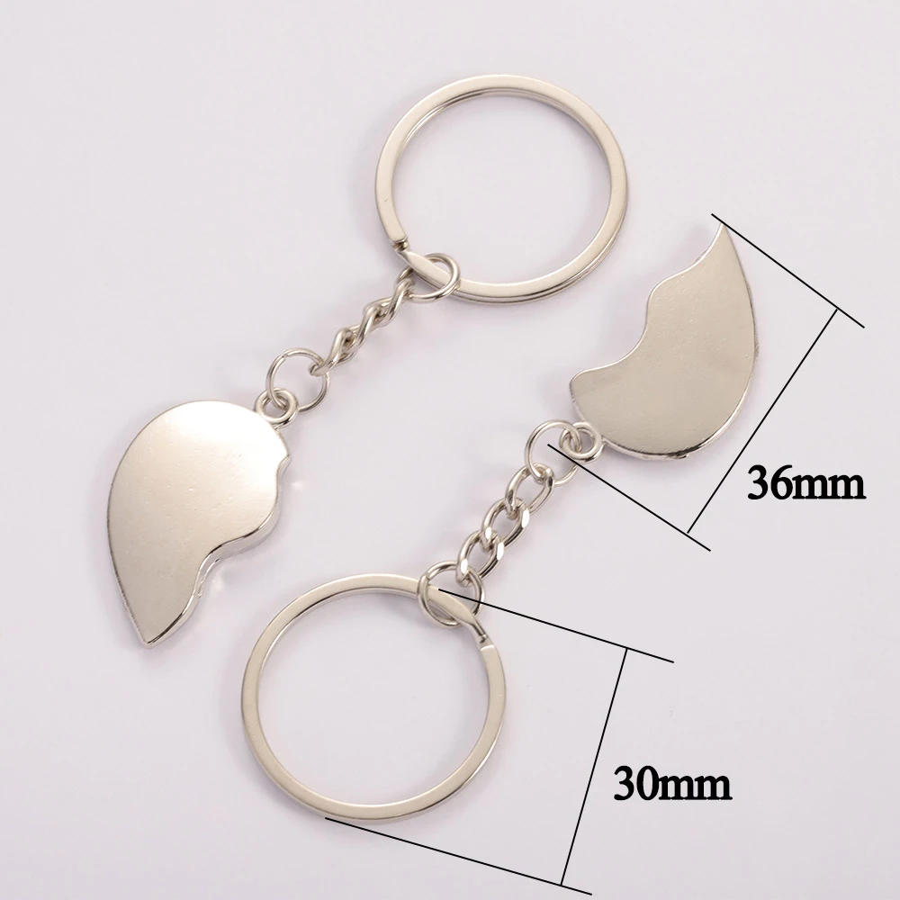 1Pair Couple Keychain Love Heart Key Rings Lovers Love Key Chain for Jewelry Making DIY Birthday Souvenirs Valentine\'s Day Gift