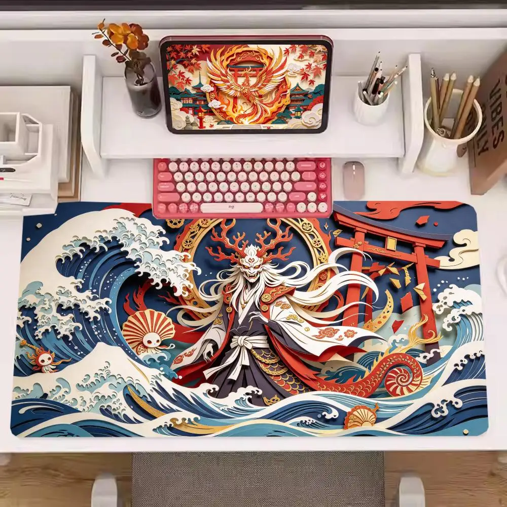 Wave God Wind Shrine Gaming Mouse Pad Smooth Cloth Thick Rubber Precision Tracking For Esports Bedroom Decor