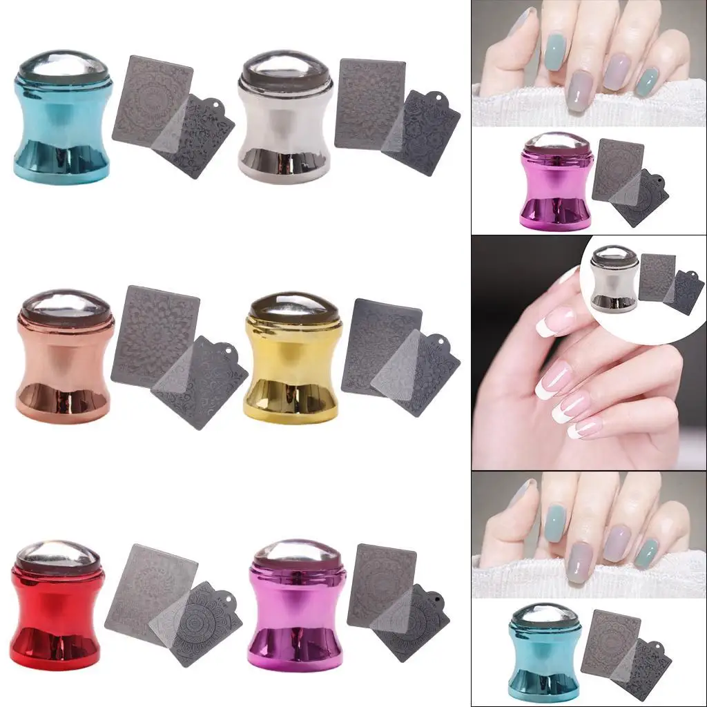 Nail Art Stencils Silicone Stamper and 2 Pieces Scraper Kit Nail Polish Tool,