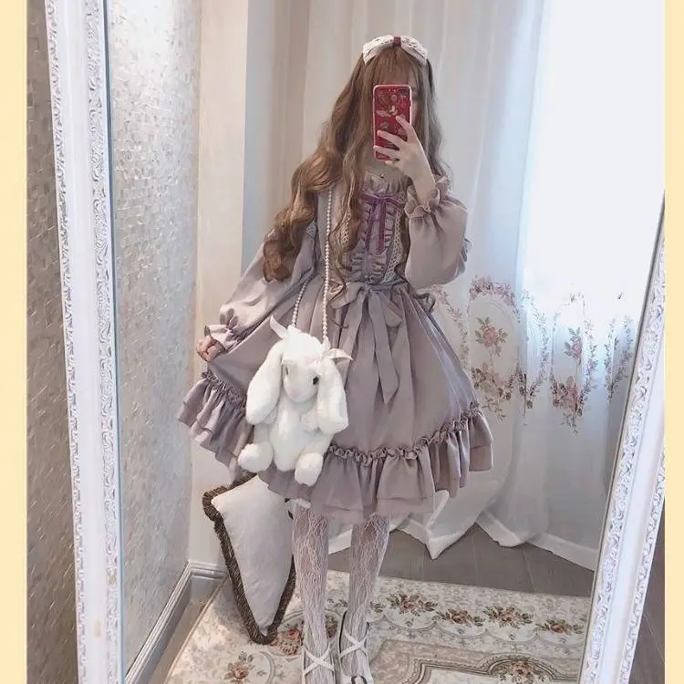 Lolita Skirt Gothic Lolita Dress Soft Sisiter Japanese Provence Lavender Lolita Women Princess Dress Summer Costume for Girls