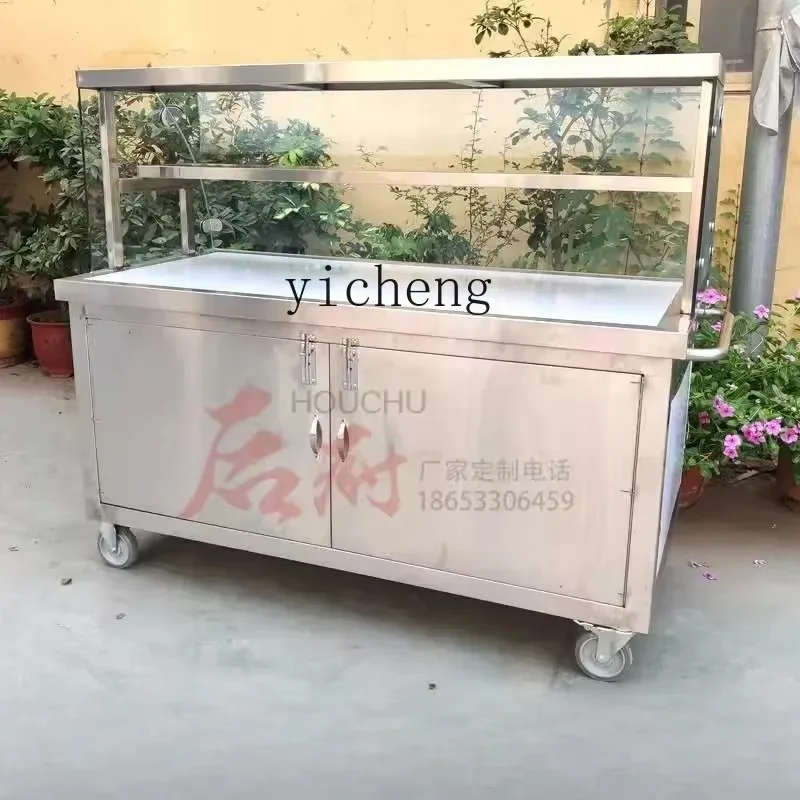 Q-2 Mobile Hand Push Takeaway Snack Cart Ice Powder Cold Vegetable Stall Cart Braised Vegetable Cart Breakfast