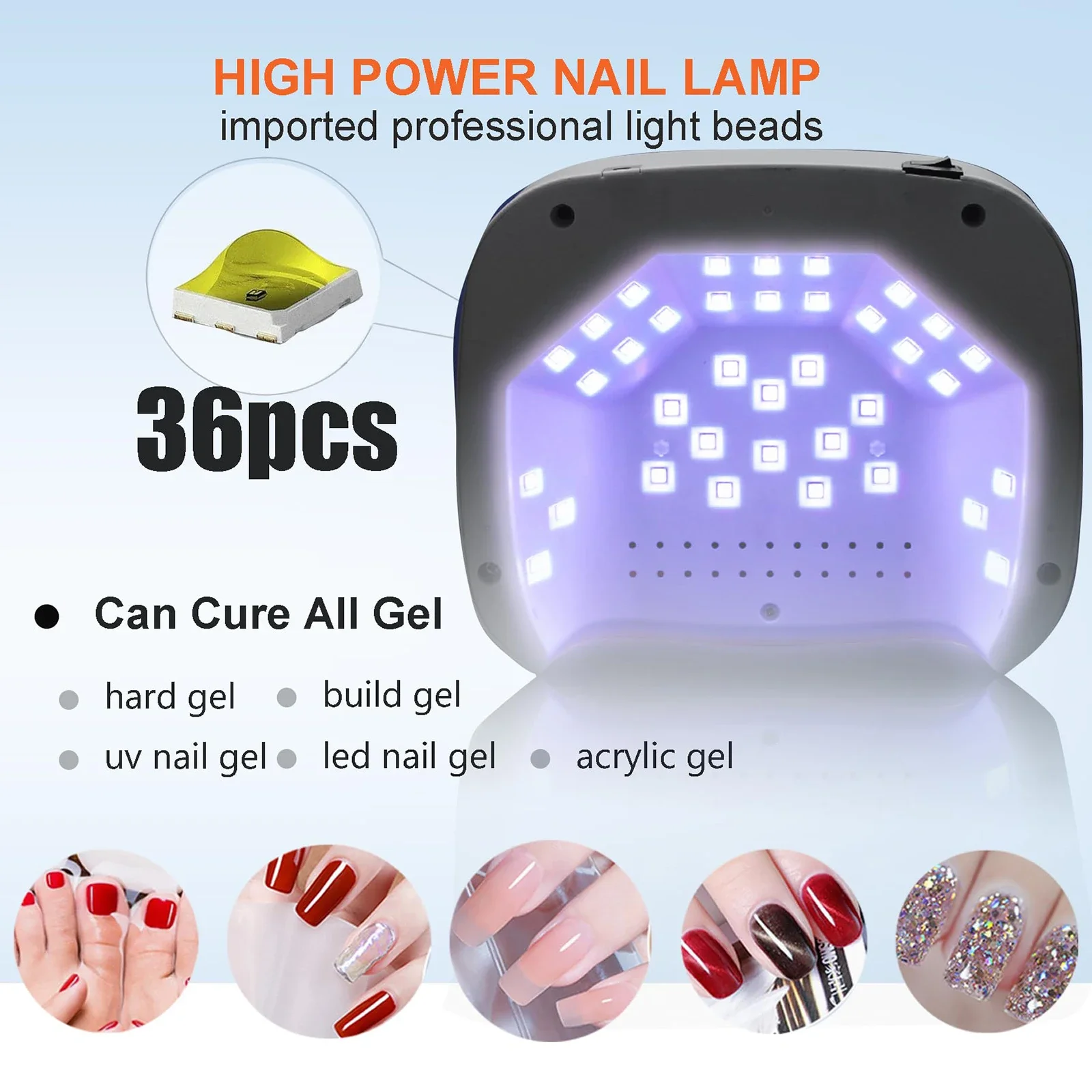 Rechargeable UV LED Nail Lamp 108W Professional Cordless Nail Dryer for Curing Varnish Nail Gel Quick-Drying Lamp for Manicure