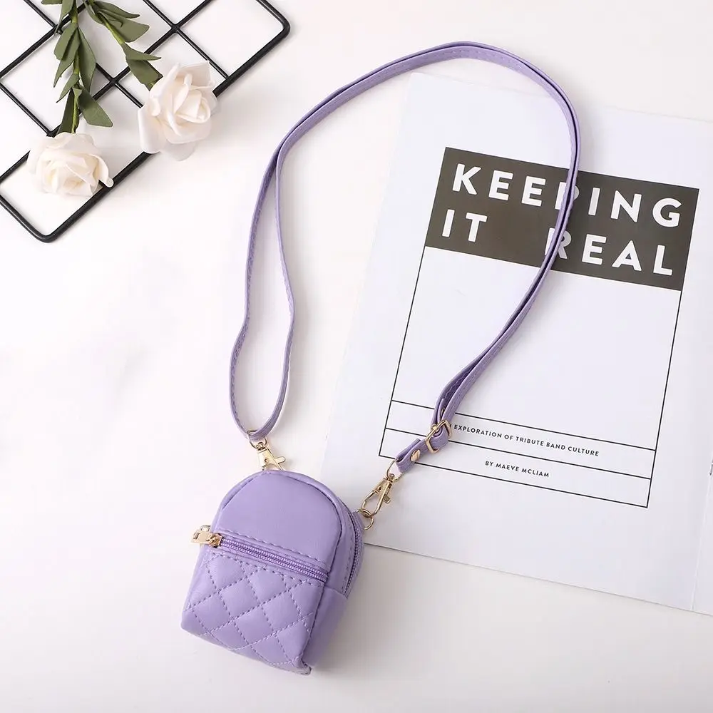 Backpack Shape Earphone Mini Storage Bag Long Strap Portable PU Mini Coin Purse Small PU Leather PU Small Wallet Student