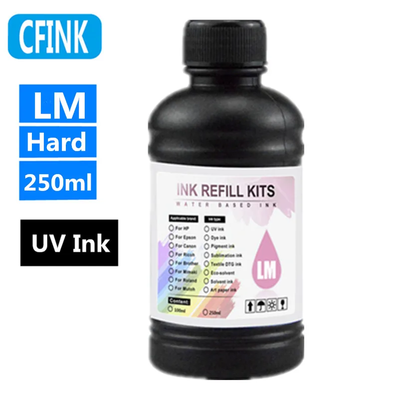 CFINK 250 ML/Flasche UV Harte tinte CMYK Weiße LED UV Tinte Für Epson DX5 DX7 XP600 TX800 Druckkopf I3200 I1600 R1900 R2000 Rl800 Drucker 6
