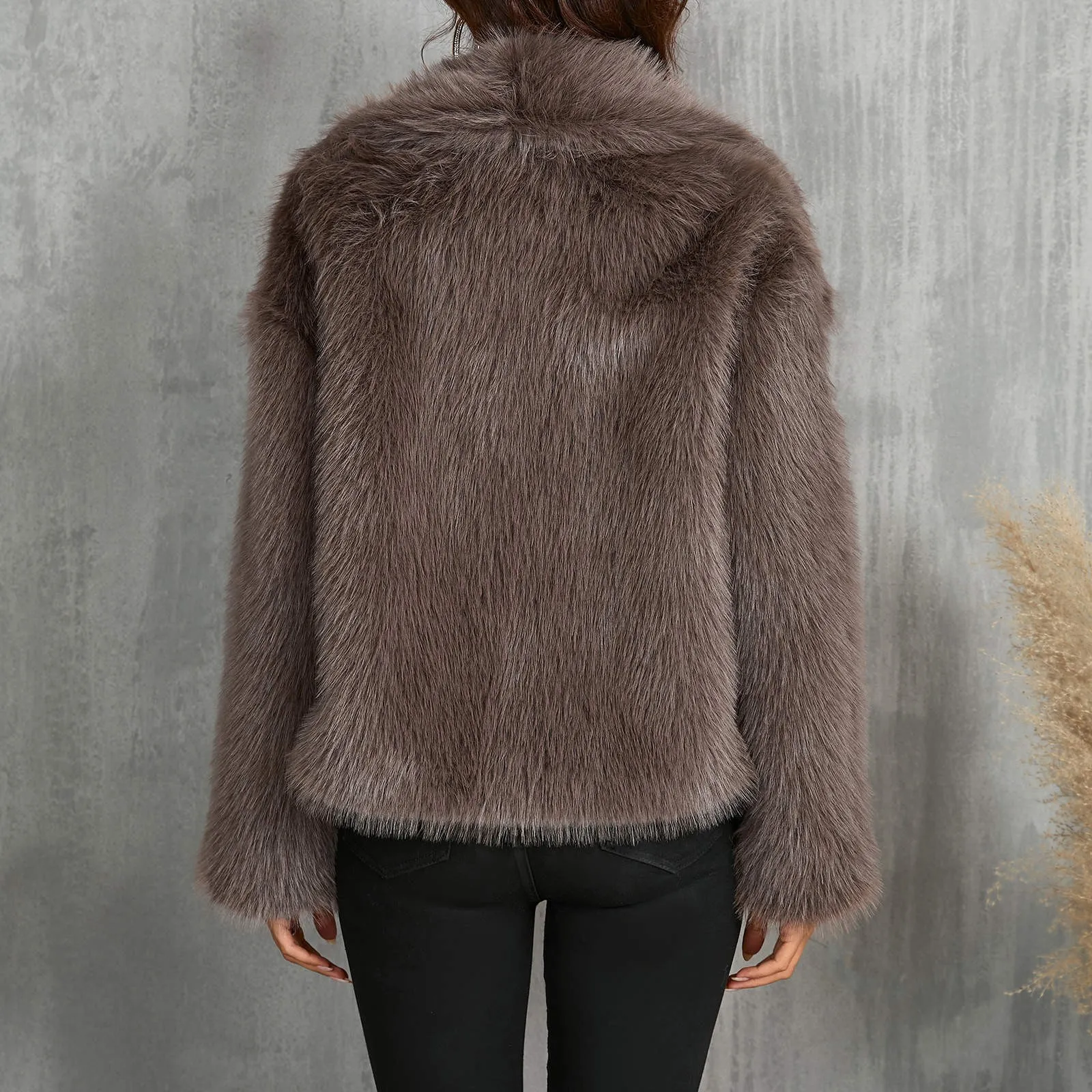 Lapel Faux Fur Jacket Women Winter Clothes Fox Fur Plush Coat Cozy Furry Overcoats Fashion Fluffy Jacket New in Outerwears Femme