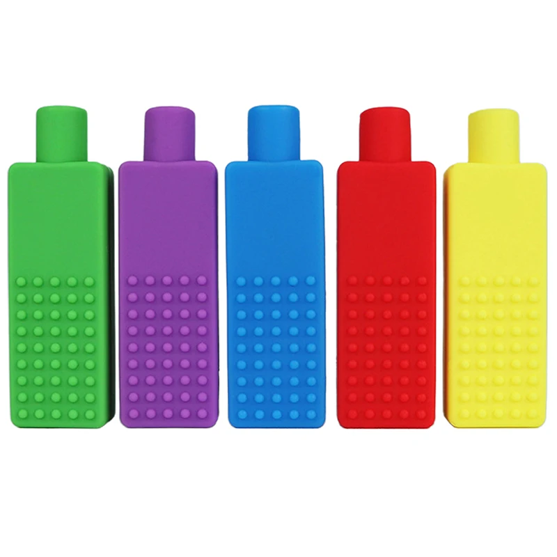 1 pçs mastigável lápis topper mordida silicone mordedor lápis boné brinquedo sensorial