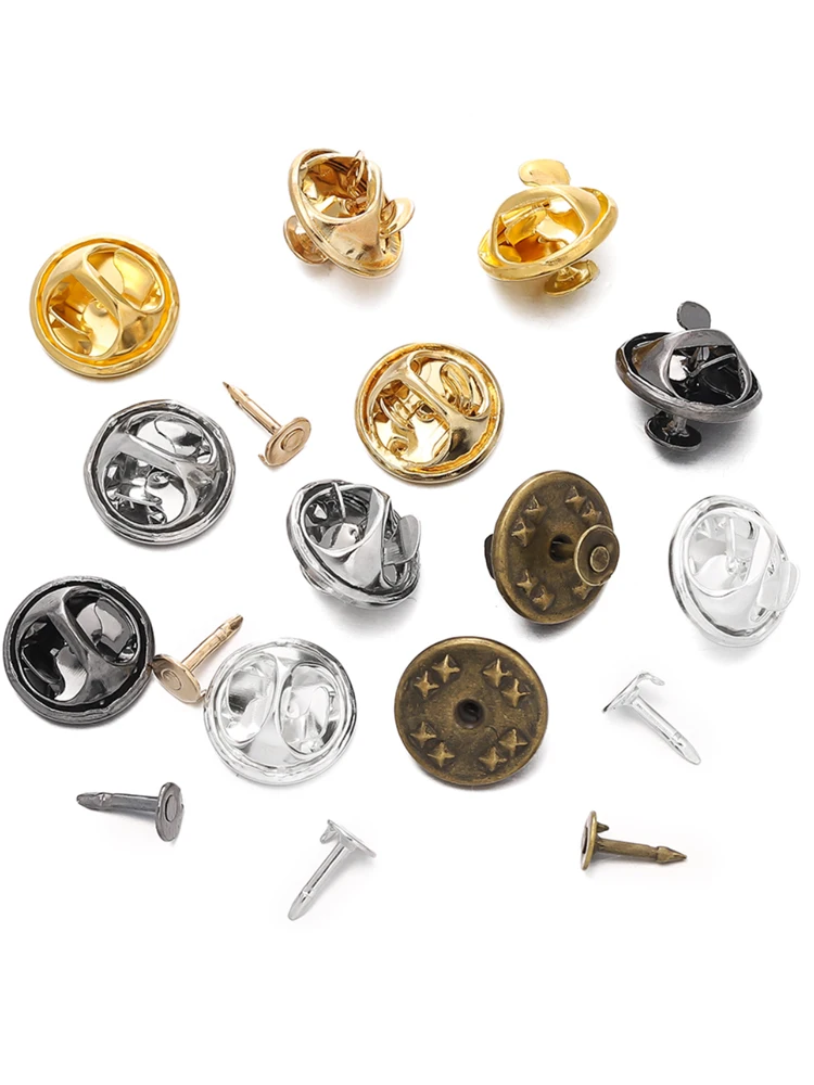 50 ensembles de broches de verrouillage en métal, porte-Badge, broches papillon, fermoirs pour bricolage, fabrication de bijoux, accessoires artisanaux