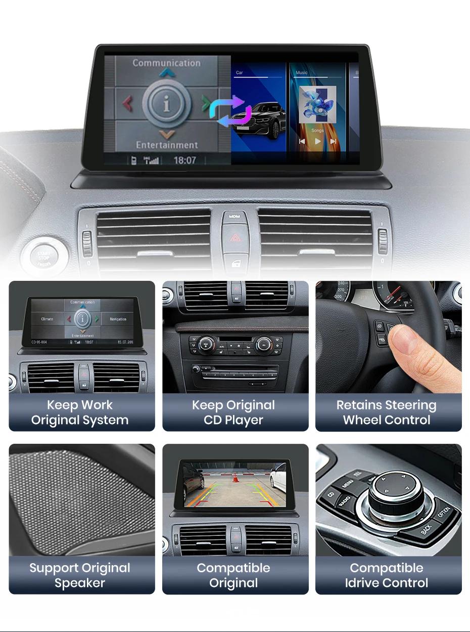 Junsun Drahtloses Carplay Android Auto Autoradio für BMW 1er E81 E82 E87 E88 2005–2012 4G WiFi GPS Intelligente Systeme Stereo – Detail 9