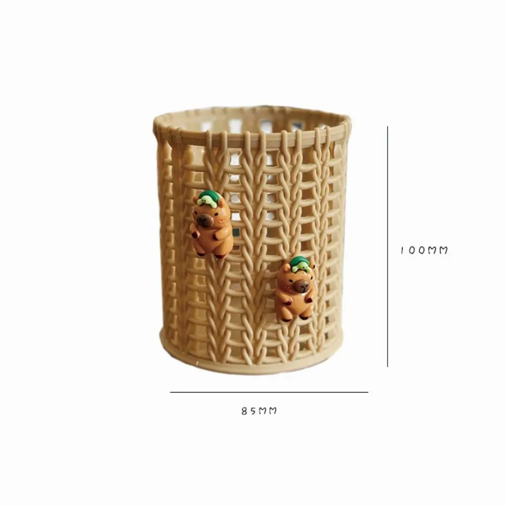 Versatile Multifunctional Desktop Storage Box Cylindrical Kawaii Pen Holder Plastic Cartoon Pencil Box Cosmetics