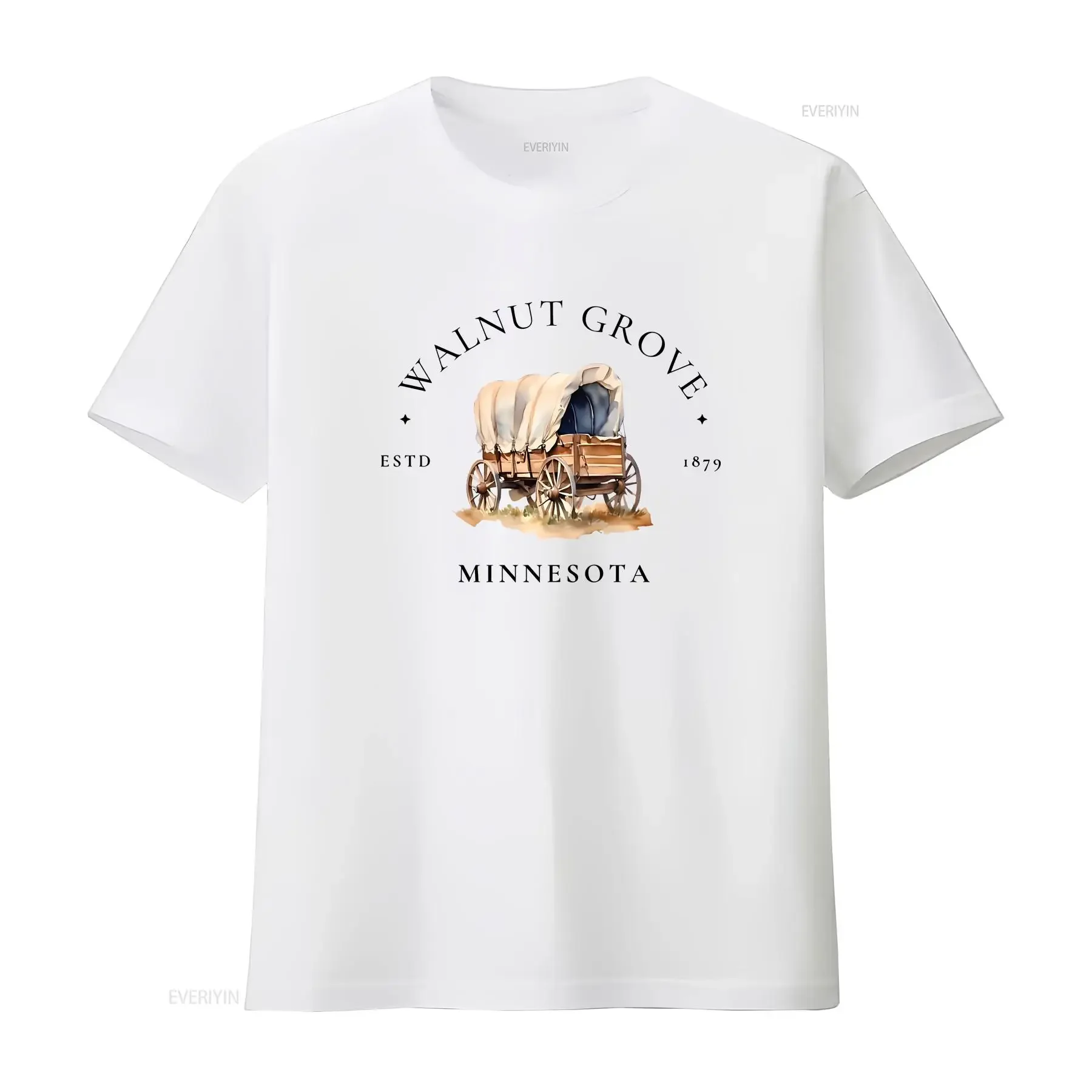Walnut Grove Minnesota Laura Ingalls Wilder camiseta vintage lavada ropa de diseñador versátil cómodo gráfico homme