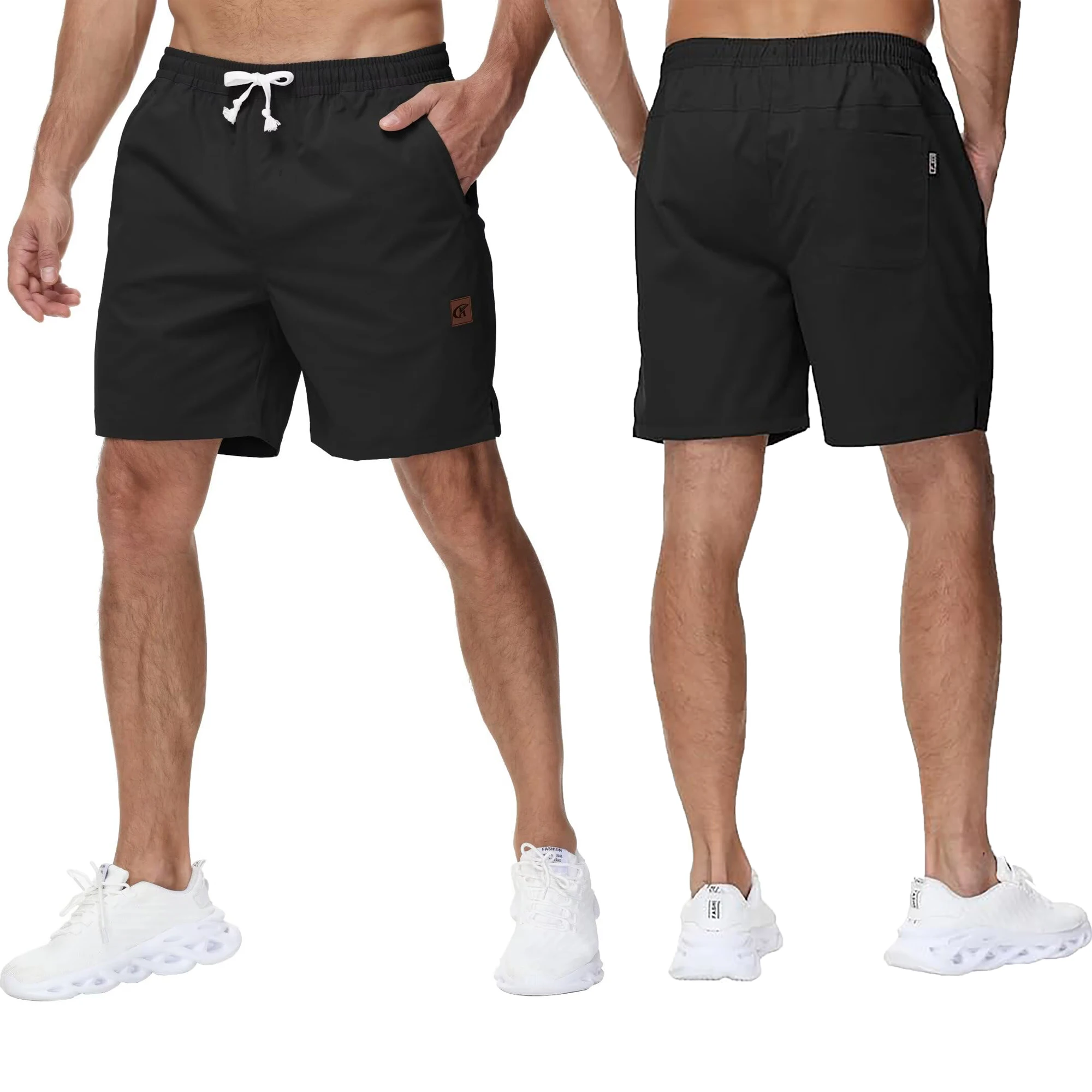 Men's Fashion Casual Jogging Twill Shorts, High Quality Sport Cargo Pants, Stretch 7 Inch Shorts with Zipper Pockets