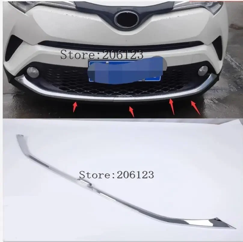 1PCS ABS Chrome Front Bumper Trim Cover Molding FOR Toyota C-HR CHR C HR 2016 2017 2018 Car Accessories Styling with logo