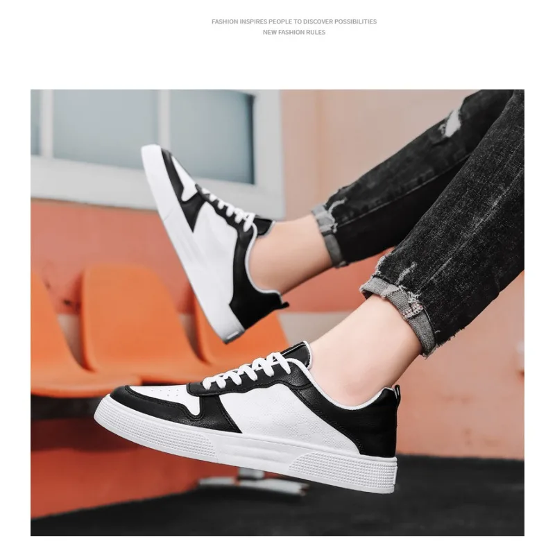 Men's PU Casual Sneakers 2026 Summer Breathable Emed Low-top Casual Daily Streetwear Korean Style Footwear