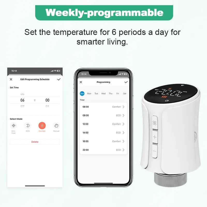 Tuya Smart TRV Thermostat Wifi Radiator Valve with Alexa & Google Programmable Thermoregulator for Heating Remote Control