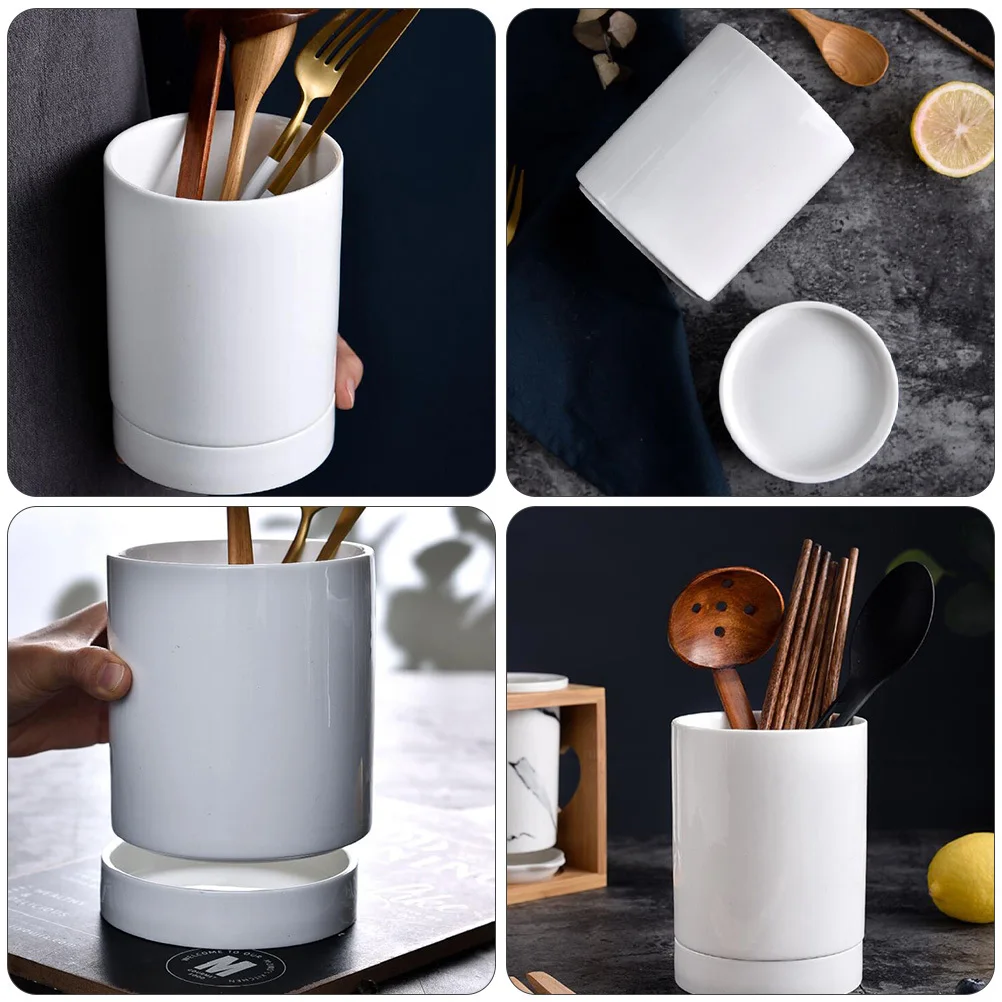 

1Pcs Bamboo Fiber Chopstick Holder with Drainage Holes Non-Slip Base Easy Clean Utensil Storage for Kitchen Countertop Organizer