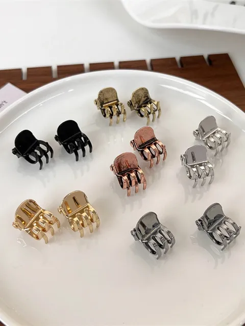 Womens Vintage Gold Silver Bronze Metal Small Hair Claws Girl Sweet Mini Bangs Clip Hair Clips Spinki do włosów Moda Akcesoria do włosów