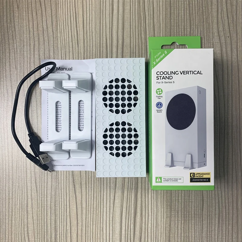 TYX-0658 for Xbox Series S Console Dual Cooler Vertical Fan System 2 USB Hub Charging Cooling Stand