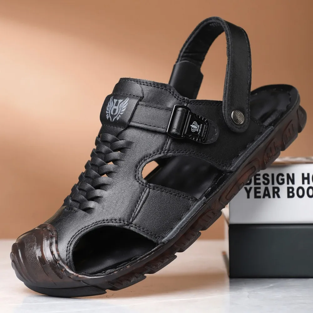 

Мужские сандалии высокого качества, летние повседневные тапочки без шнуровки, легкие пляжные сандалии, удобная повседневная обувь, римские сандалии в стиле ретро