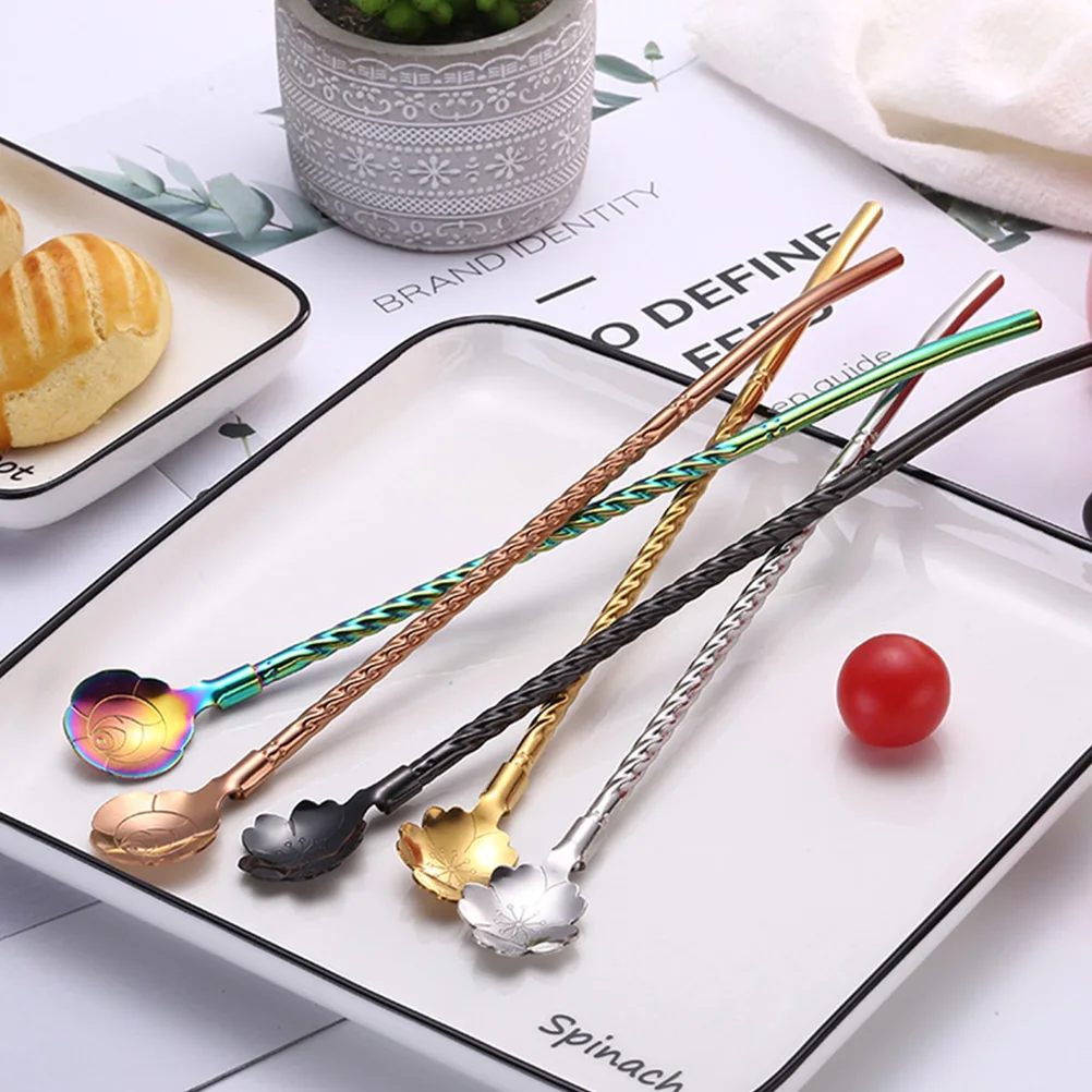 

4pcs Material Anti Rust Drinking Reusable Stainless Steel Straw Spoon Straws Bar Drinking Straw Spoon Accessories