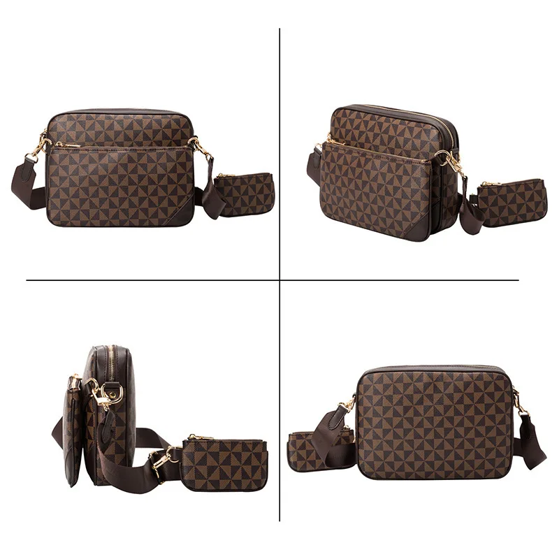 Imagem -02 - Versátil Retro Crossbody Bolsa para Homens e Mulheres Elegante Bolsa Impresso Pequeno Bolsa Quadrado Três Peças Novo