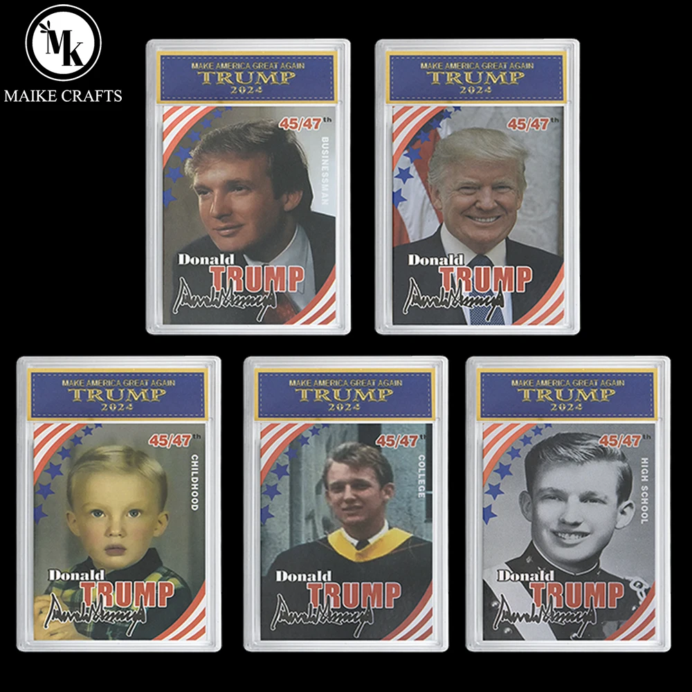 

2024 US 47th President Donald Trump Rating Cardfeaturing Childhood Adulthood Photos Trading Card Collected Fans Gift