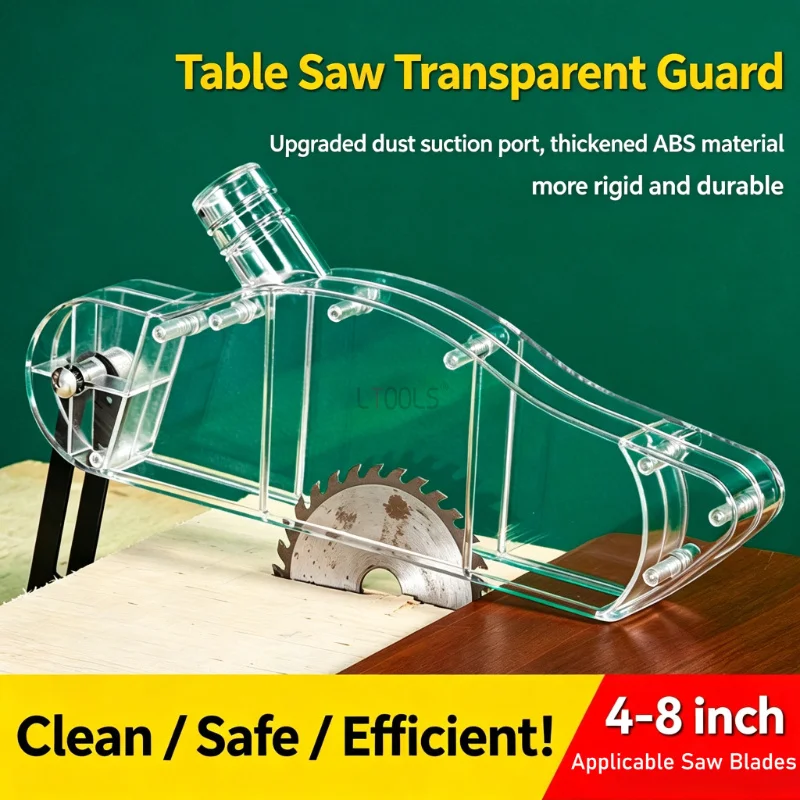 Table Saw Guard Cover ABS Material for 4 Inch 12 Inch Table Saws with Dust Port for Cleaner Workshop Operations Saw Guard