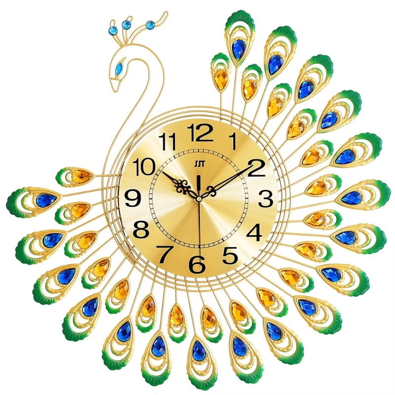 

Modern peacock design quartz single-sided, home decoration wall clock living room wall metal wall clock