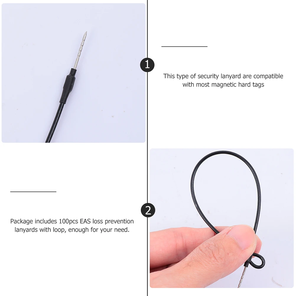 

50 pcs Anti theft Wire Rope Security Lanyard Steel Cable Plastic Pin Chain Lock Tie Heavy Duty Retail Loss for Tags