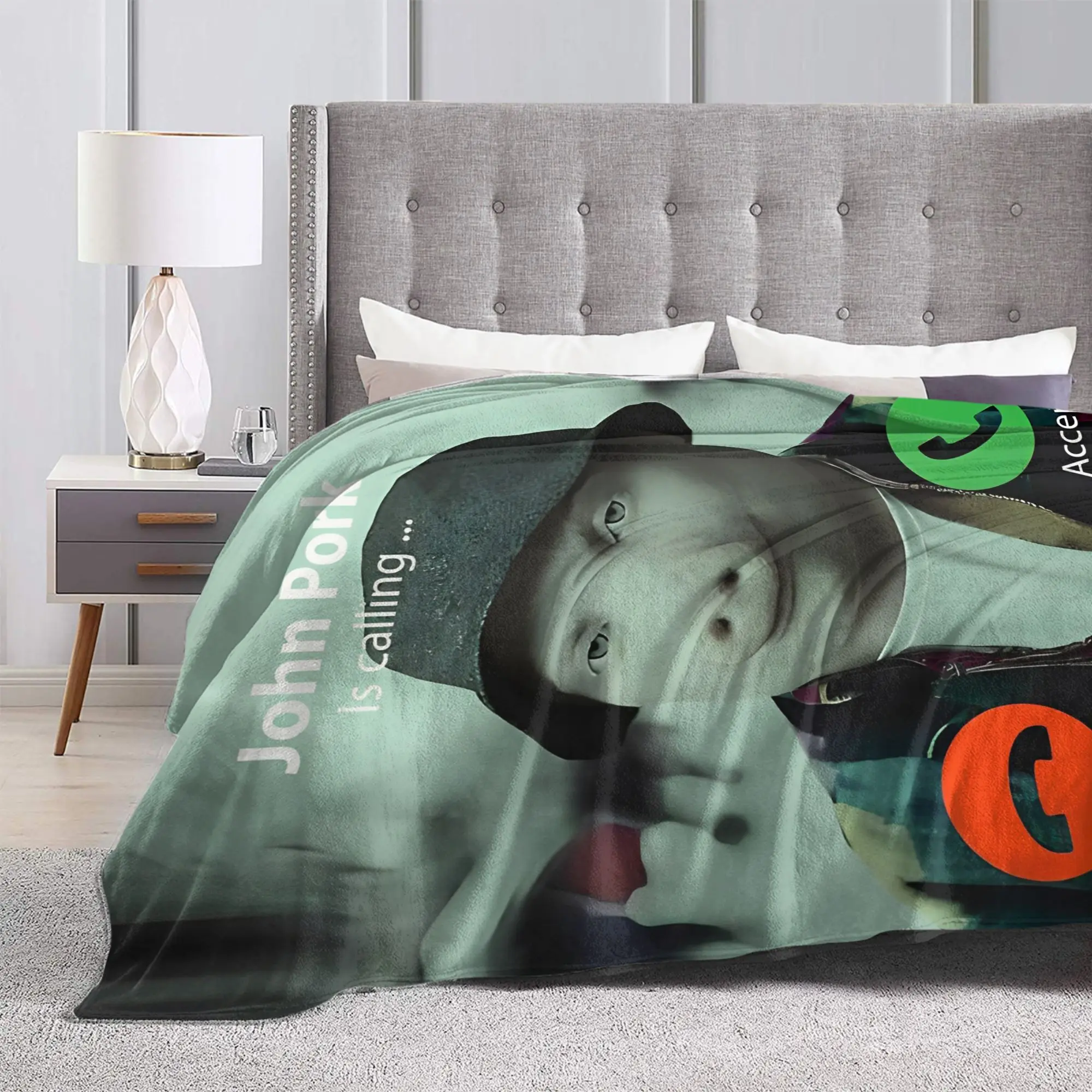 John Pork Is Calling Blanket Fleece Funny Pig Meme Soft Throw Blankets for Bedding Couch Bedroom Quilt