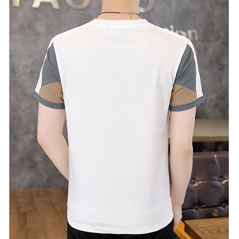 Fashion O-Neck Spliced Embroidery T-Shirt Men\'s Clothing 2024 Summer New Oversized All-match Pullovers Tops Casual Tee Shirt