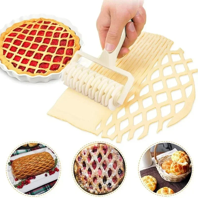 Creative Baking Tools Plastic Roller Mesh Cutter L/M/S Grid Pattern for Pastry Dough Fondant Pizza Cakes Pies Kitchen Supplies