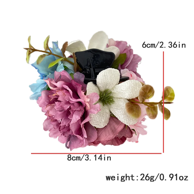 Fabric Rose Flower Claw Clips For Women Girls Hair Clip Barrette Sweet Flowers Fashion Grab Shark Clip Hair Clamps Accessories