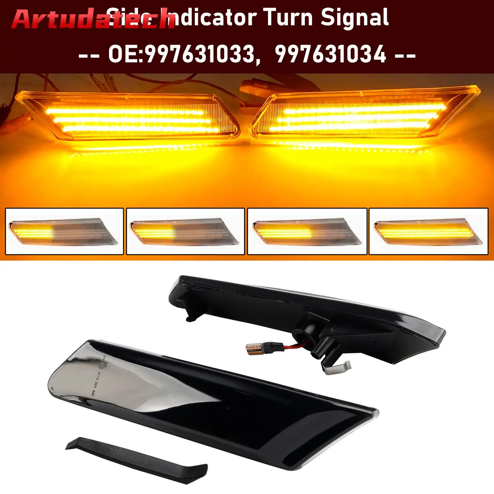 Artudatech дымчатый светодиодный последовательный поворотник, боковой указатель поворота для Porsche 987 997 911