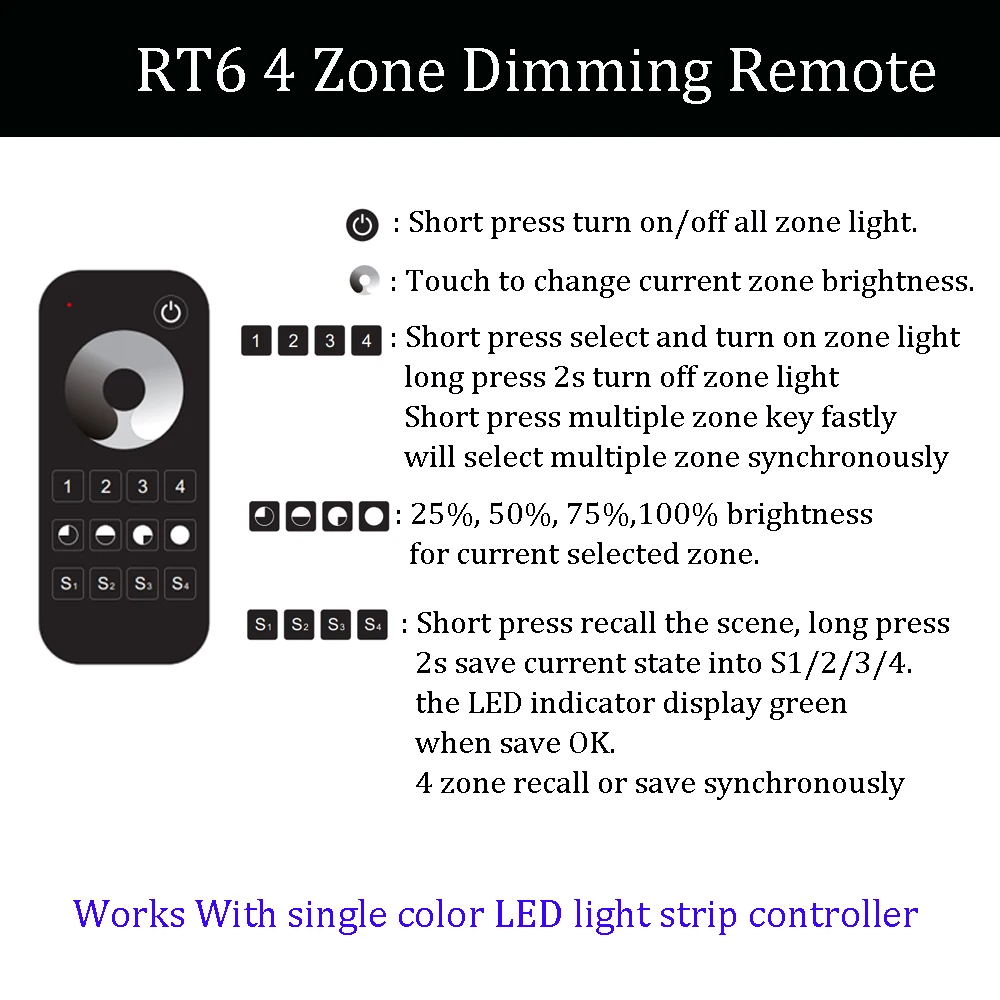 ZigBee RF 2CH LED Controller APP Voice Smart Dimmer 12V 24V 36V 4 Zone LED Strip Dimming Kit Wireless 2.4G RF Remote Control