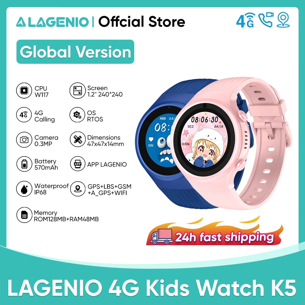 LAGENIO 4G детские часы K5 GPS трек местоположения SIM-карта SmartWatch камера видеозвонок телефонные часы водонепроницаемые часы подарки для детей LAGENIO 4G детские часы K5 GPS трек местоположения SIM-карта SmartWatch камера видеозвонок телефонные часы водонепроницаемые часы подарки для детей