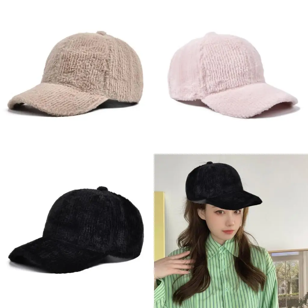 l5ya-falso-vison-peles-bones-beisebol-pelucia-para-adulto-unisex-outono-inverno-chapeu-beisebol-cor-solida-chapeu