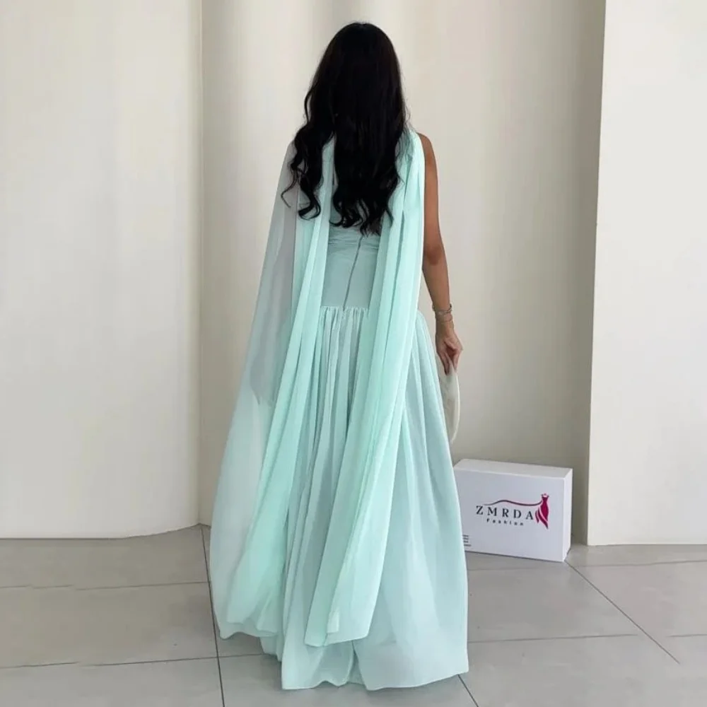 맞춤형 A라인 이브닝 드레스 화려한 쉬폰 프롬 드레스 스트랩리스 공식 행사 민소매 파티 가운 로브 소와레