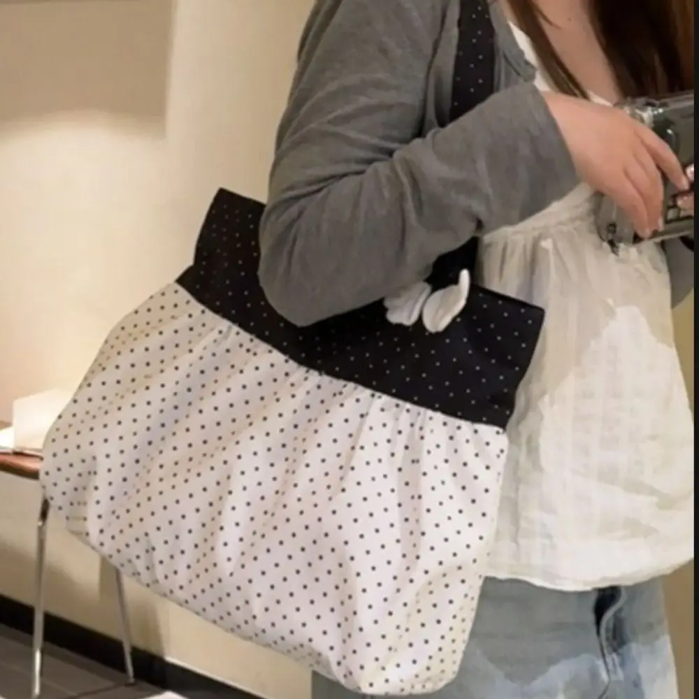 Fashion Large Capacity Polka Dot Tote Bag Lightweight Wing Decor Wing Decor Shoulder Bag Polka Dot Women Tote Bag Travel