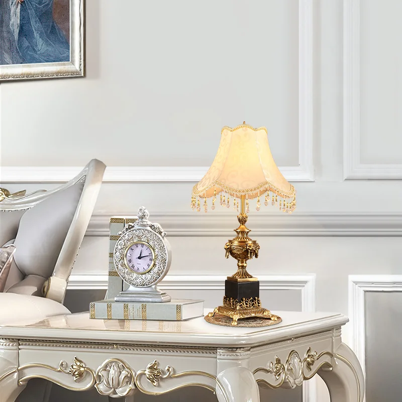 Home Deco 2024 European Style Table Lamps Luxury Bedside Table Light Retro Gold Brass Lamps