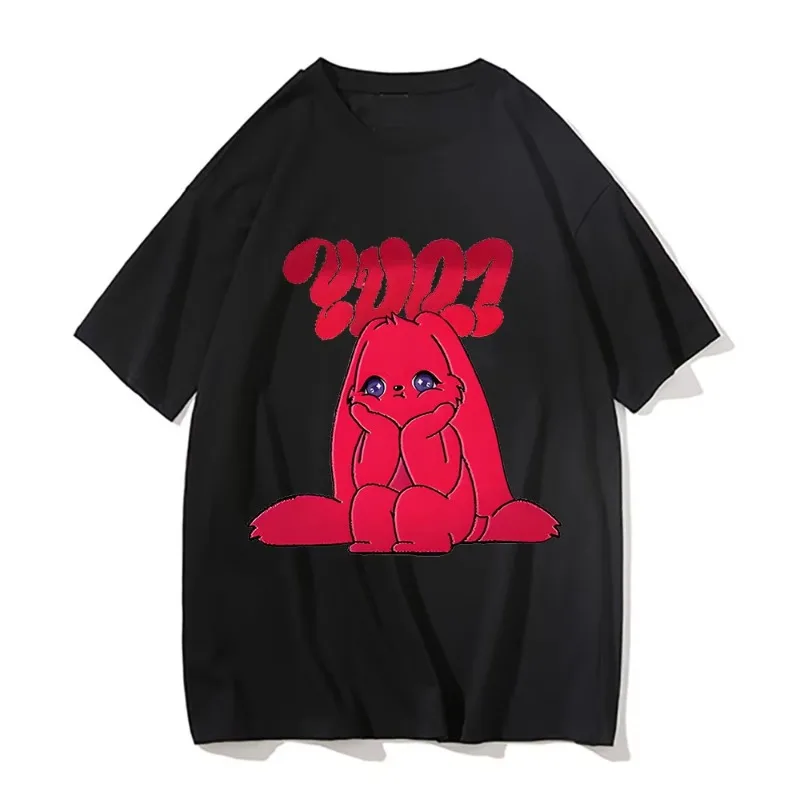 Yuqi 1st Mini Album YUQ1 T-shirt Same Rabbit Pattern Printing Tee-shirt Kawaii Fashion O Neck Cotton Tops Tshirt Couples Clothes