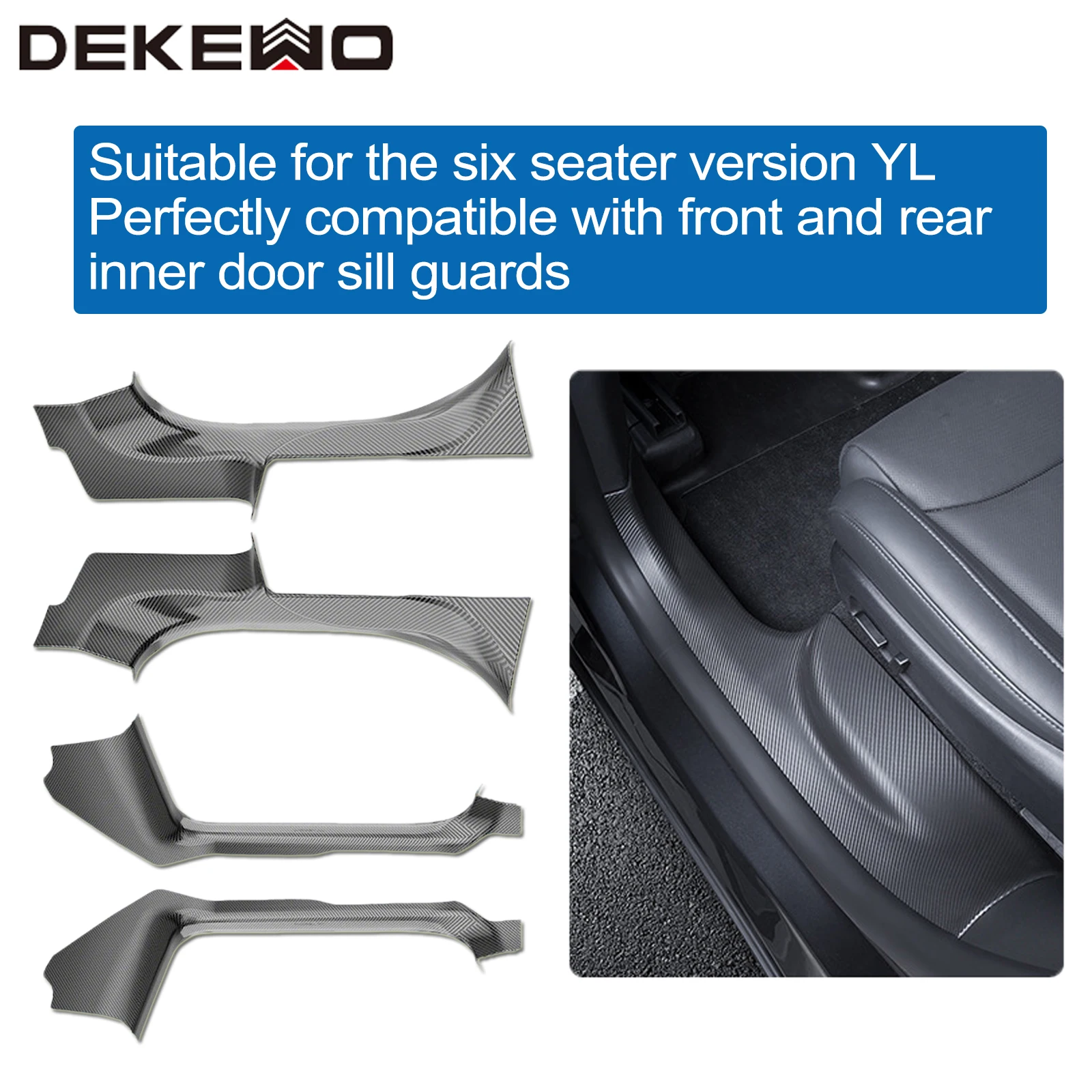 Carbon Fiber Pattern Front Rear Door Sill Guard 4pcs Kit for Tesla Model YL 2025/26 Anti Scratch Dirt Resistant Threshold Strips
